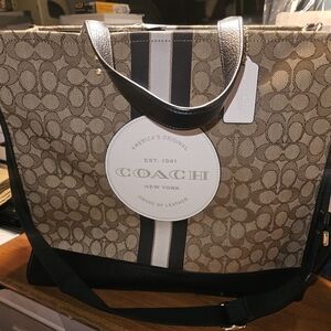 Coach Brown and Black Signature Tote